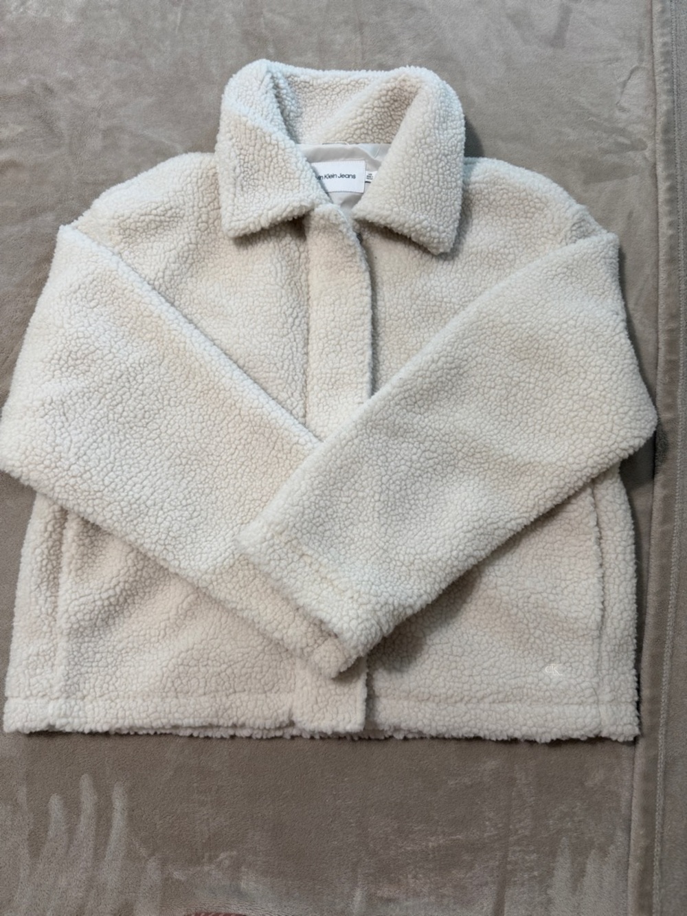 NEW * Calvin Klein Jeans Off-White Sherpa Coat